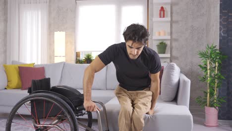 Behinderte-Person-Sitzt-Im-Rollstuhl-Und-Denkt-über-Das-Leben,-Depressionen-Nach.